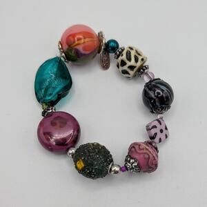 Colorful Vintage Multi-Bead Stretch Bracelet